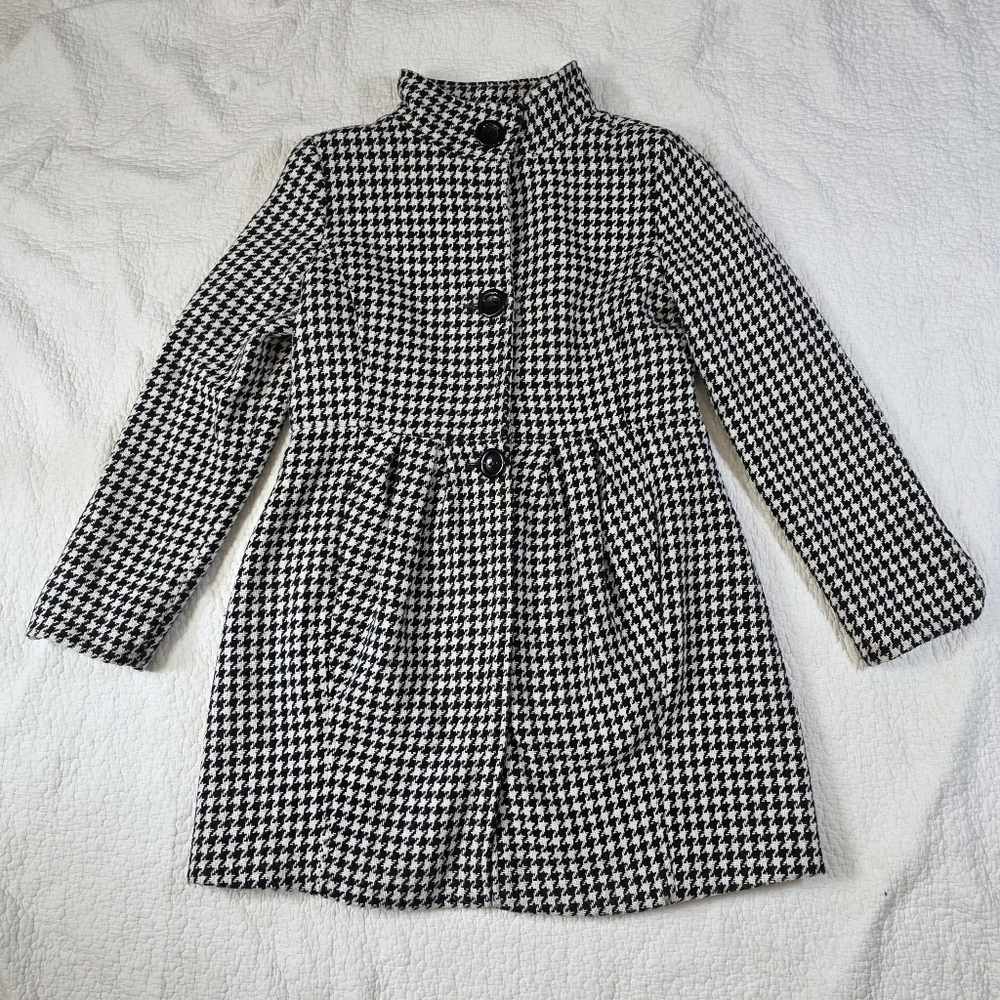 BITTEN by Sarah Jessica Parker Black And White Houndstooth Wool Coat - Picture 2 of 12